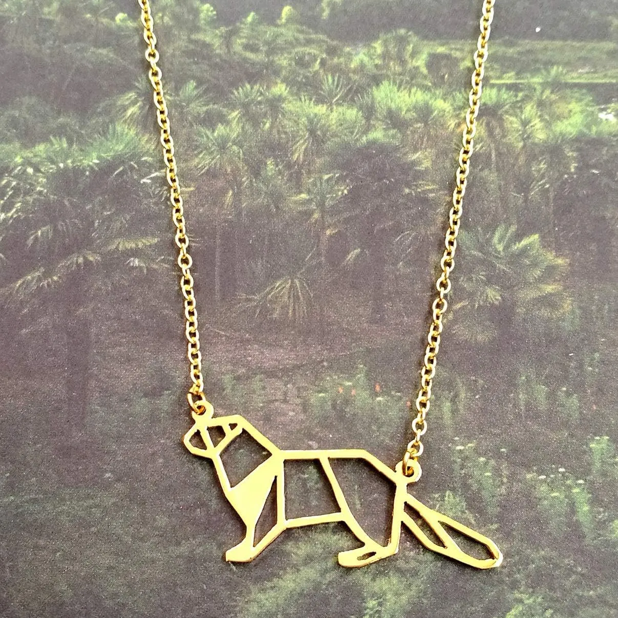 NOUMANDA Geometric Otter Necklace Origami Elements Cute Animal Hollow Pendant Female Jewelry