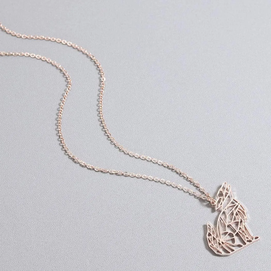 NOUMANDA Origami Wolf Necklace Fashion Geometric Hollow Animal Elements Jewelry