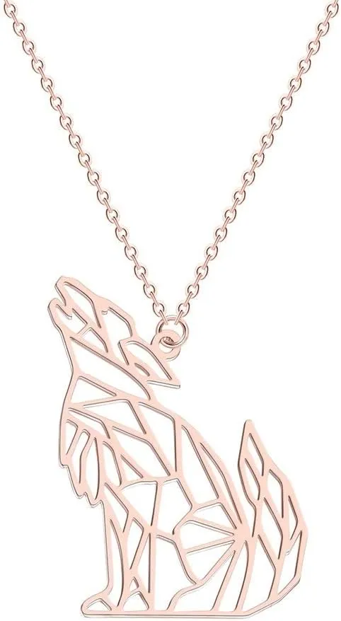 NOUMANDA Origami Wolf Necklace Fashion Geometric Hollow Animal Elements Jewelry