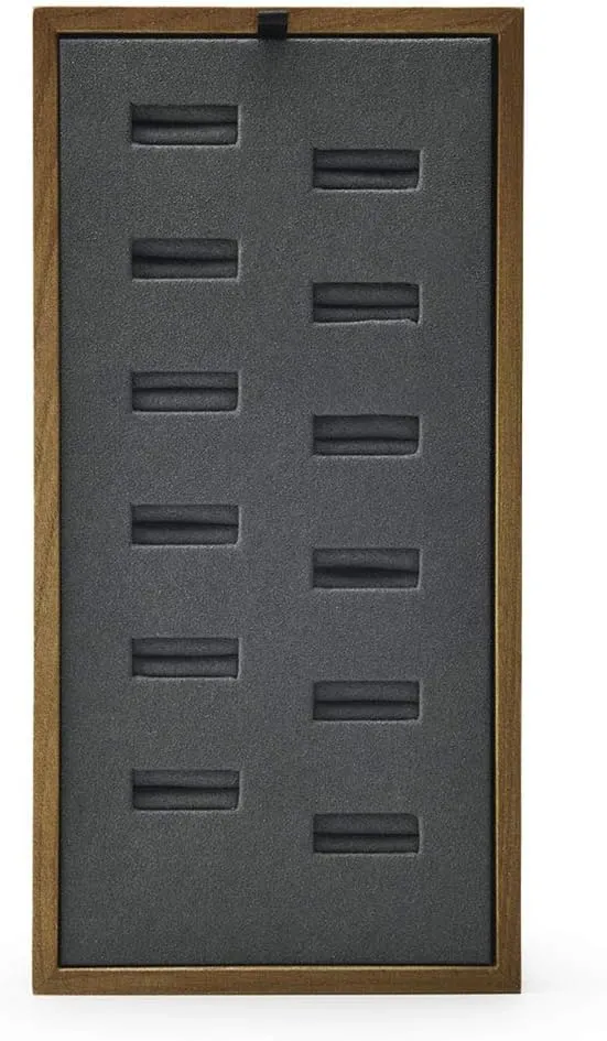 Oirlv Solid Wood Jewelry Display Tray 12 Slots Ring Holder Showcase Organizer(Grey)