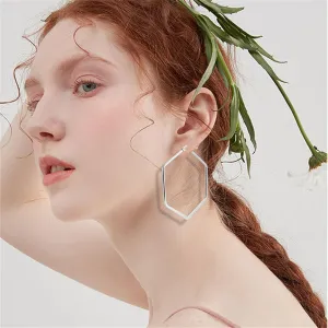 ONLYJUMP Big Hoop Geometric Earrings for Women Stainless Steel Geometric Hexagon Square Hoop Earrings Lightweight Hoop Earrings Jewelry Gift