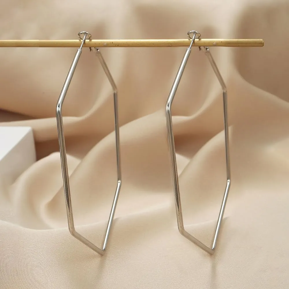 ONLYJUMP Big Hoop Geometric Earrings for Women Stainless Steel Geometric Hexagon Square Hoop Earrings Lightweight Hoop Earrings Jewelry Gift