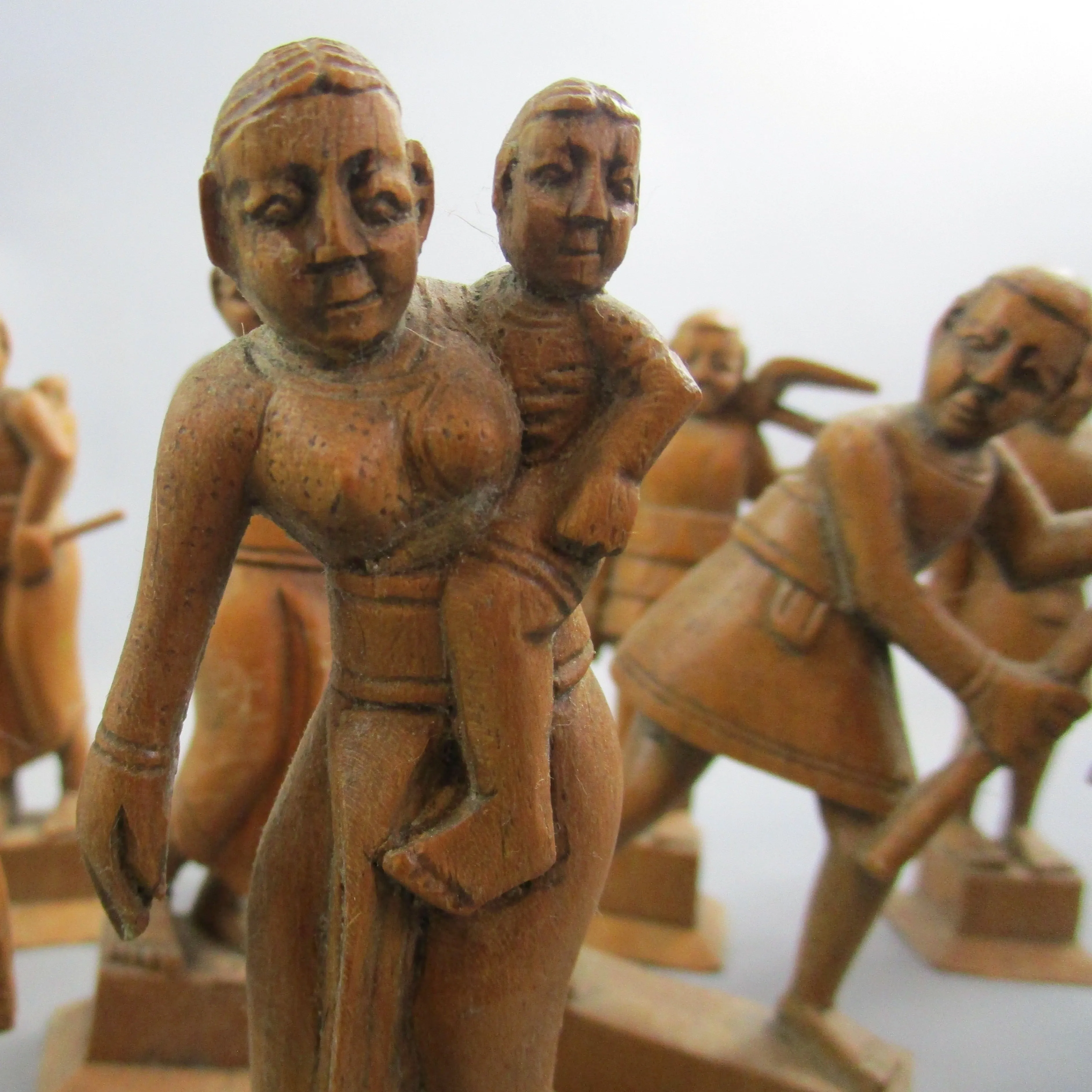 Oriental Set Of Carved Figures Farm Workers Ten Off Antique 1900