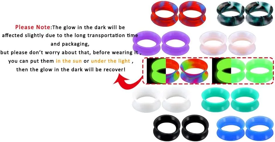 OUFER 20PCS Soft Silicone Ear Gauges Marble Pearlized Flesh Tunnels Plugs Stretchers Expander Double Flared Flesh Tunnels Ear Piercing Jewelry