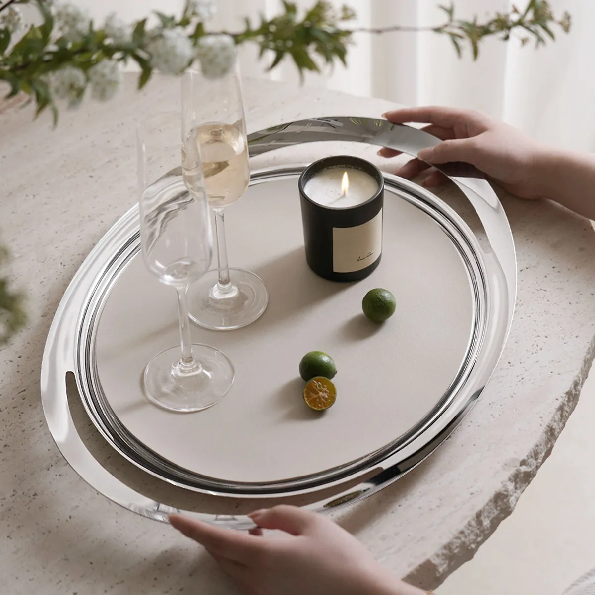 Oval Leather Tray