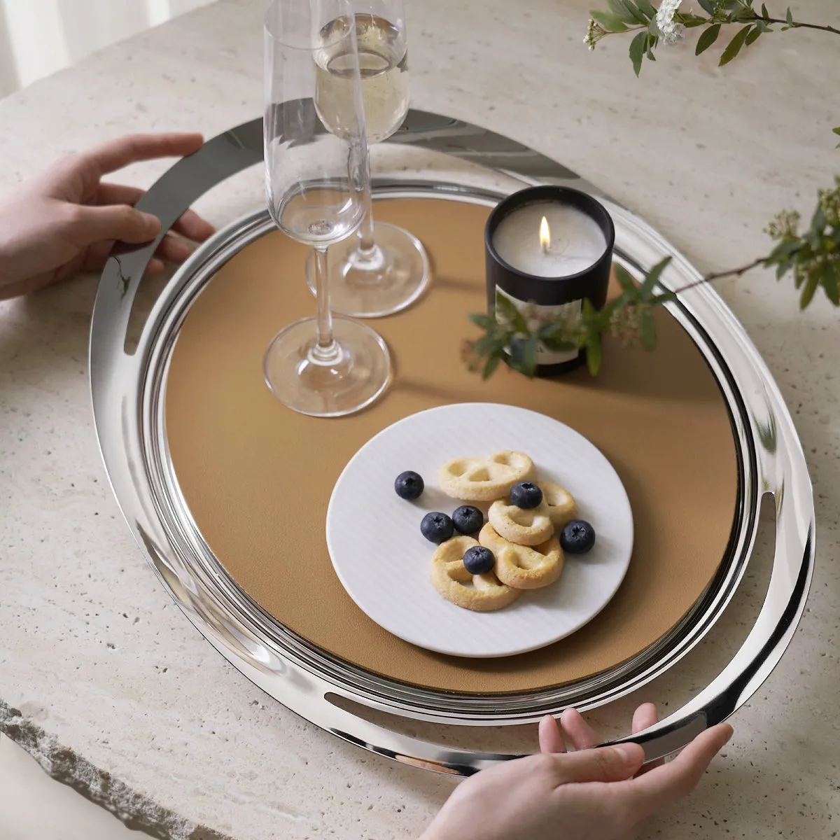 Oval Leather Tray