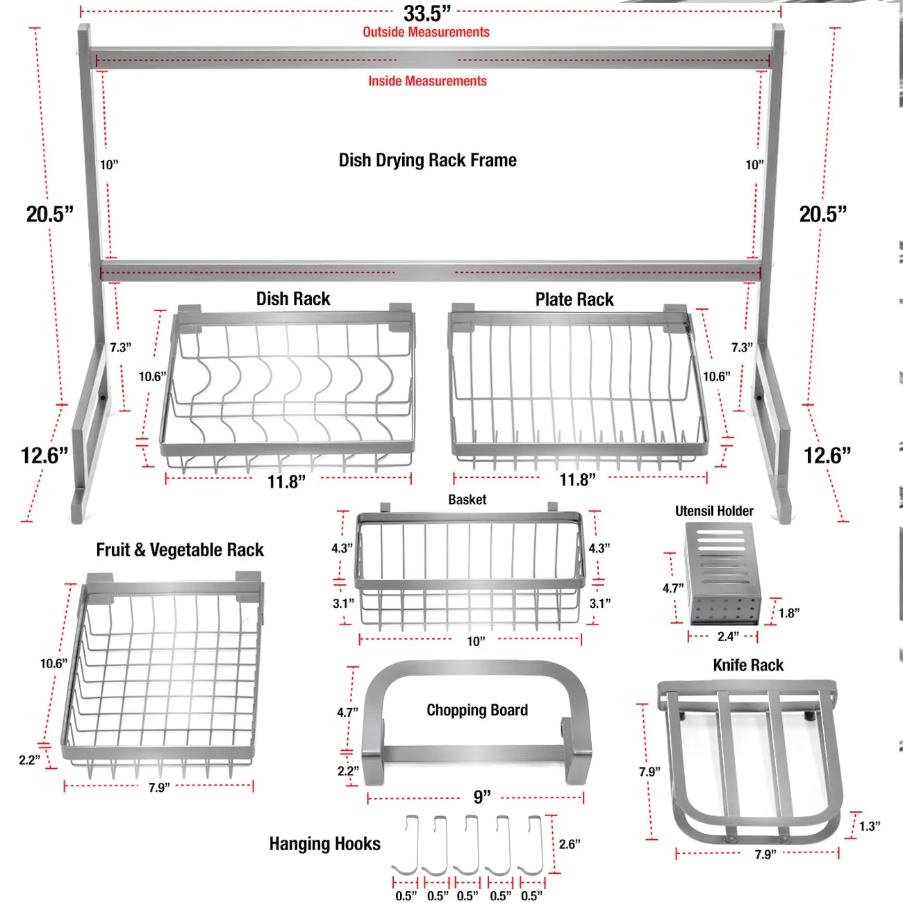 Over-The-Sink Dish Drying Rack