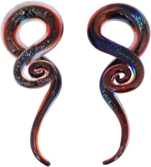 Oyaface 2pcs Glass Spiral Ear Plugs Expander Tunnels Ear Piercing Jewelry 4g-9/16 (Red quicksand-1/2''(12mm))