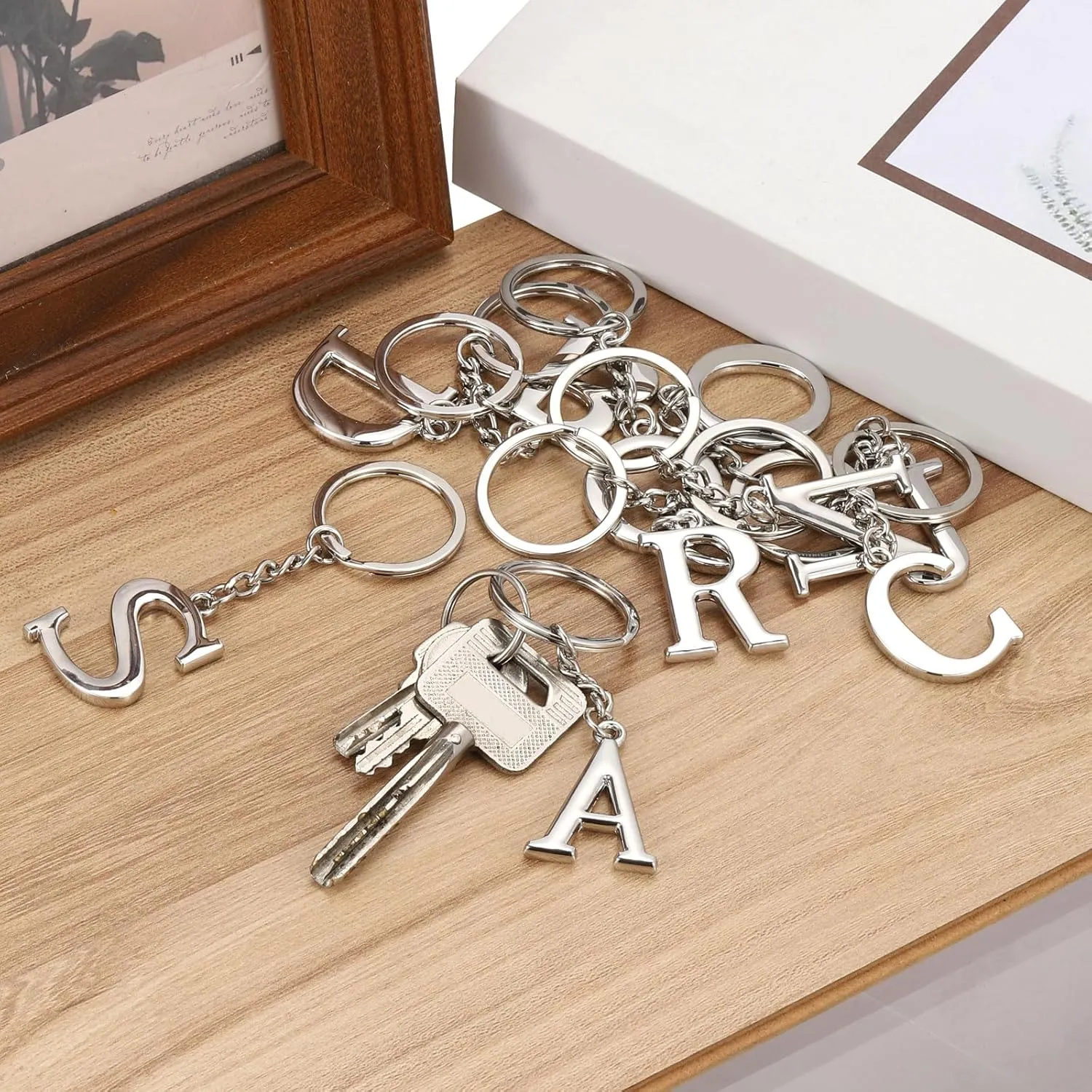 PATIKIL Initial Letter Key Chain, Letter a Key Chain Pendant Key Ring