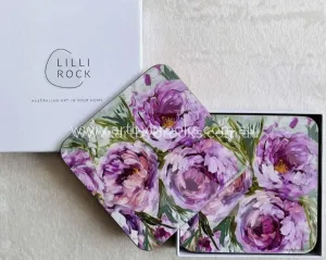 Peony coasters  ( boxed set of 4 )