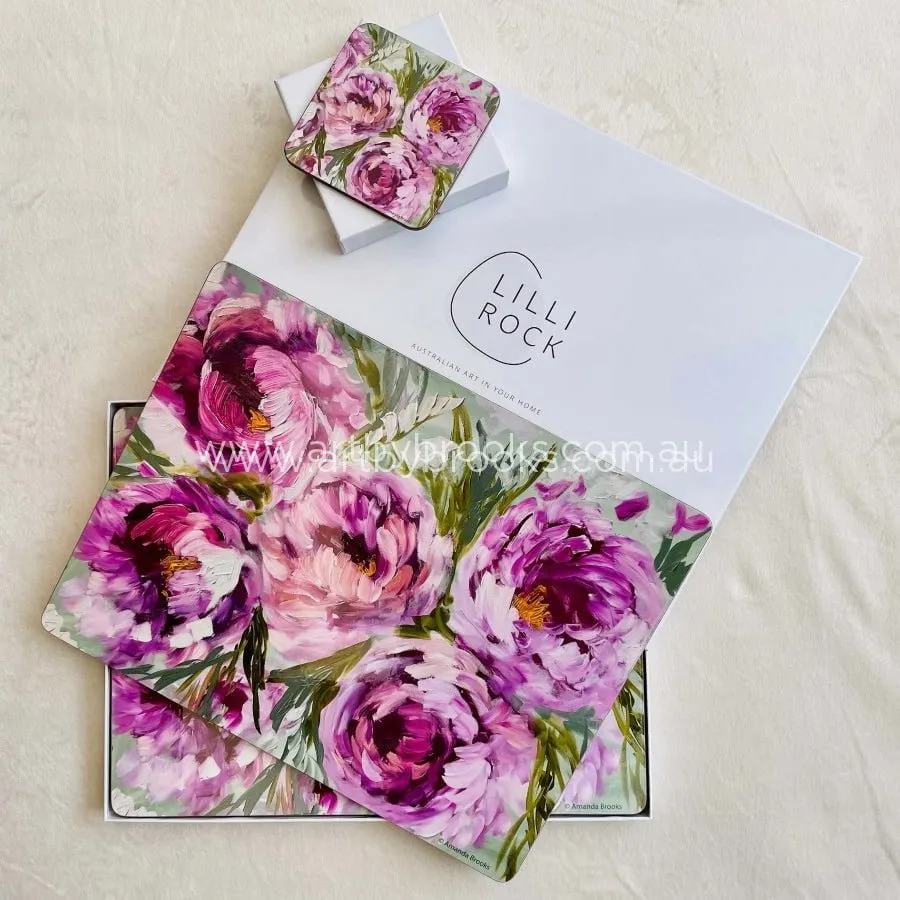 Peony coasters  ( boxed set of 4 )