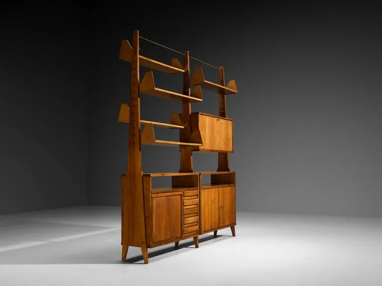 Pierluigi Spadolini Modular Bookcase in Walnut 1950s