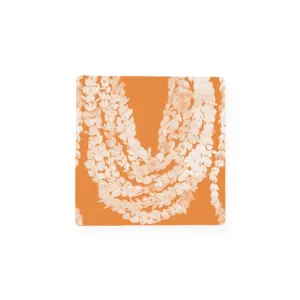 Pikake Lei on Orange Ceramic Coaster