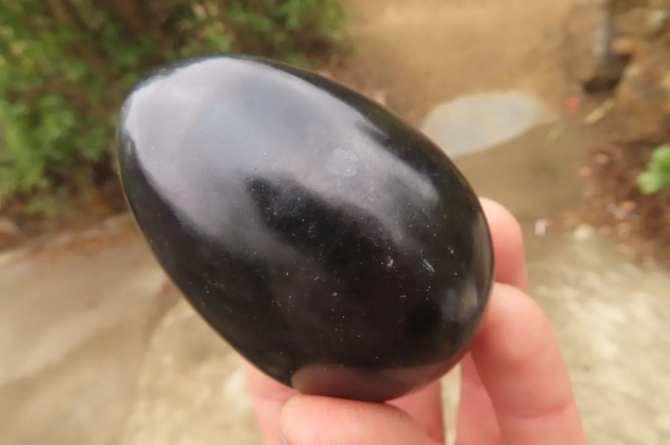 Polished Black Schorl Tourmaline Eggs x 6 From Madagascar