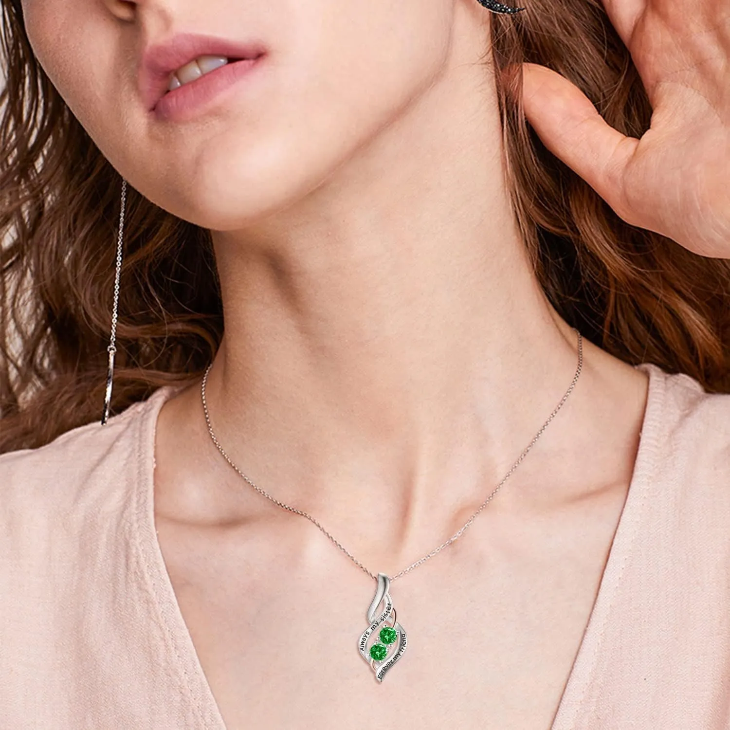 POPKIMI Gifts for Sister Sister Necklace Sterling Silver Fashion Jewelry Gifts for Women Friend Female Friendship Lasts Forever