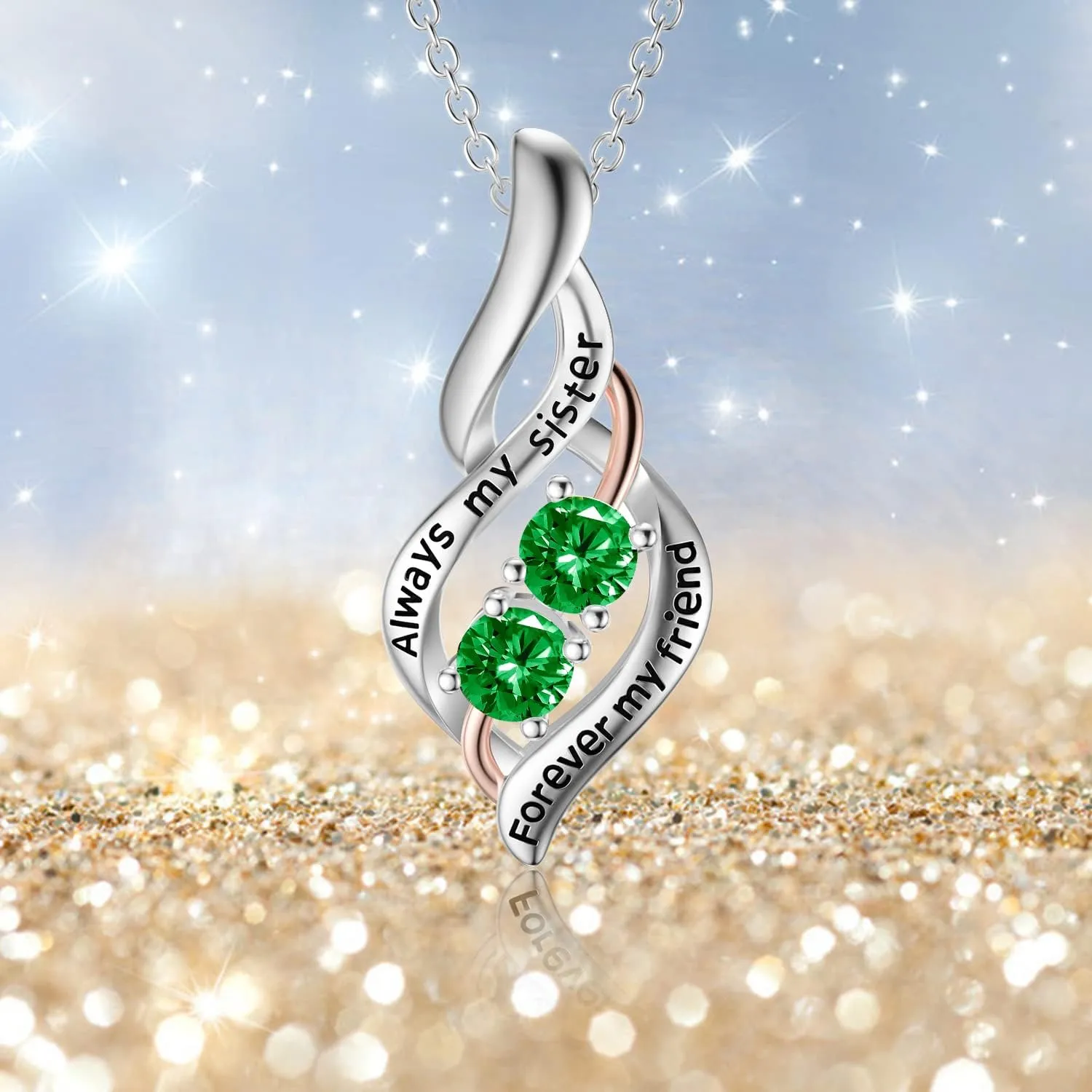 POPKIMI Gifts for Sister Sister Necklace Sterling Silver Fashion Jewelry Gifts for Women Friend Female Friendship Lasts Forever