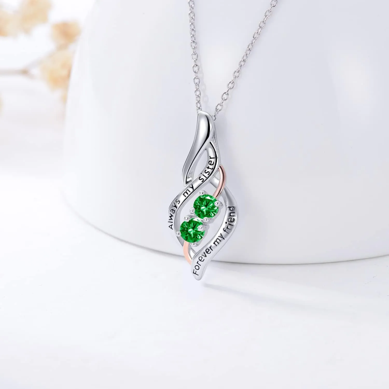 POPKIMI Gifts for Sister Sister Necklace Sterling Silver Fashion Jewelry Gifts for Women Friend Female Friendship Lasts Forever