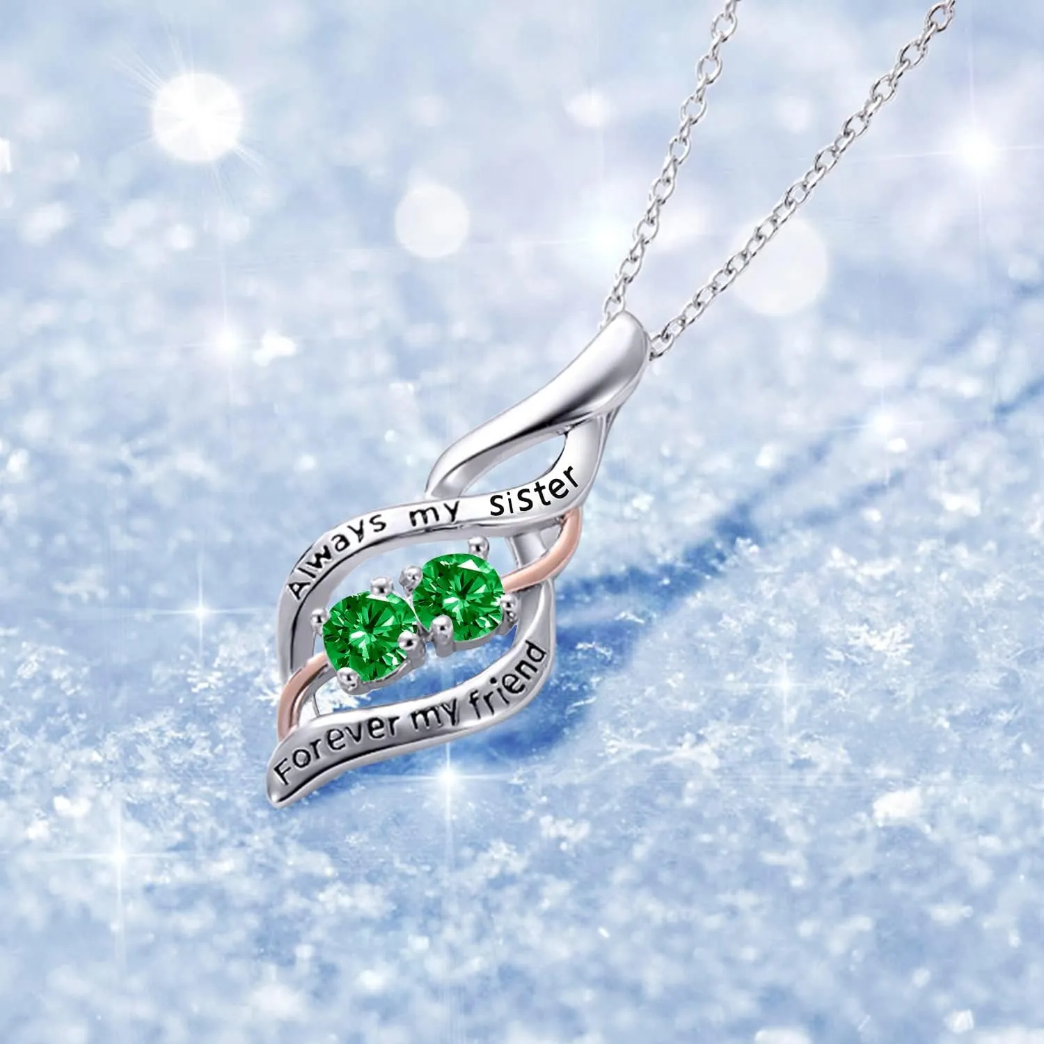 POPKIMI Gifts for Sister Sister Necklace Sterling Silver Fashion Jewelry Gifts for Women Friend Female Friendship Lasts Forever