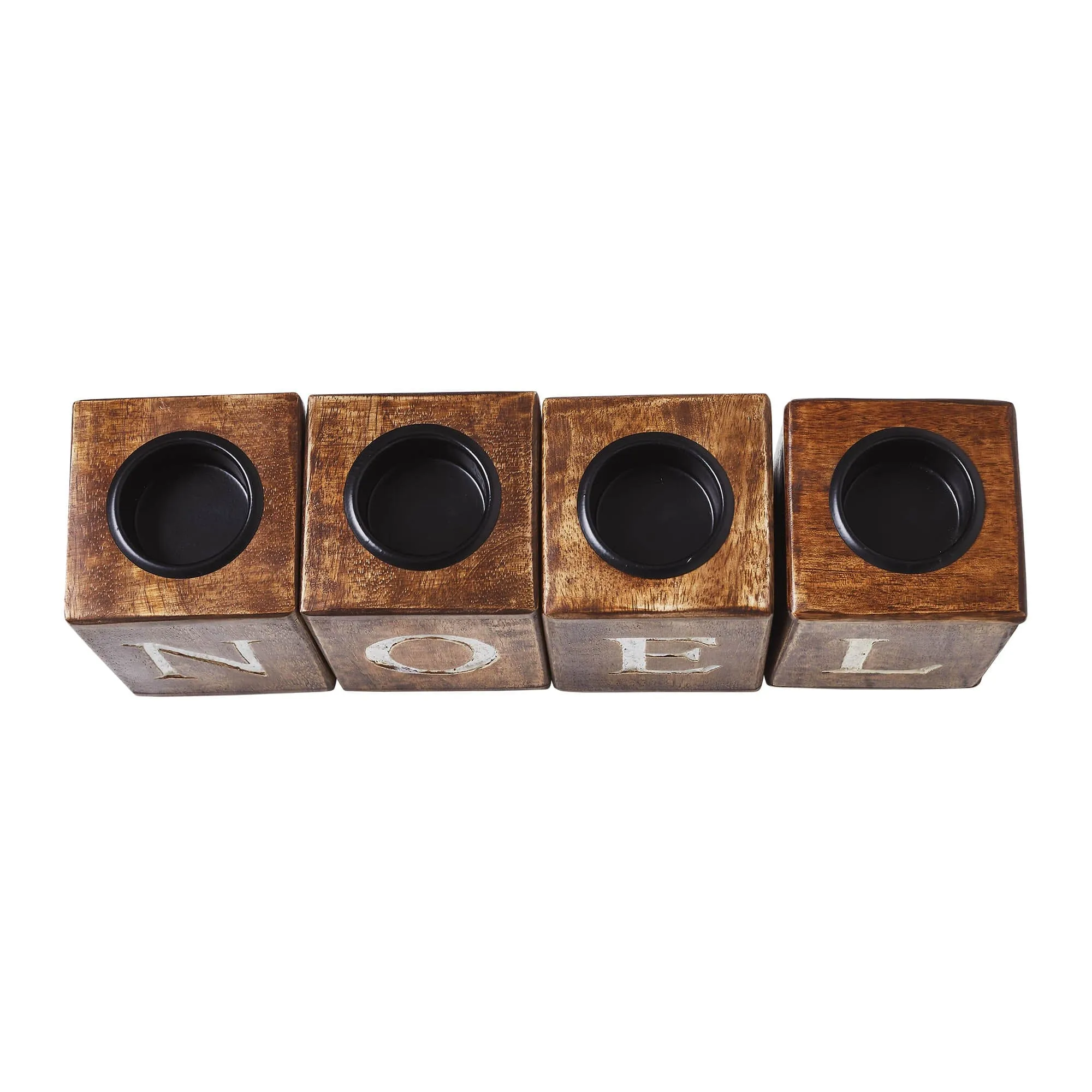 "Noel" Block Tealight Holders - Set of 4