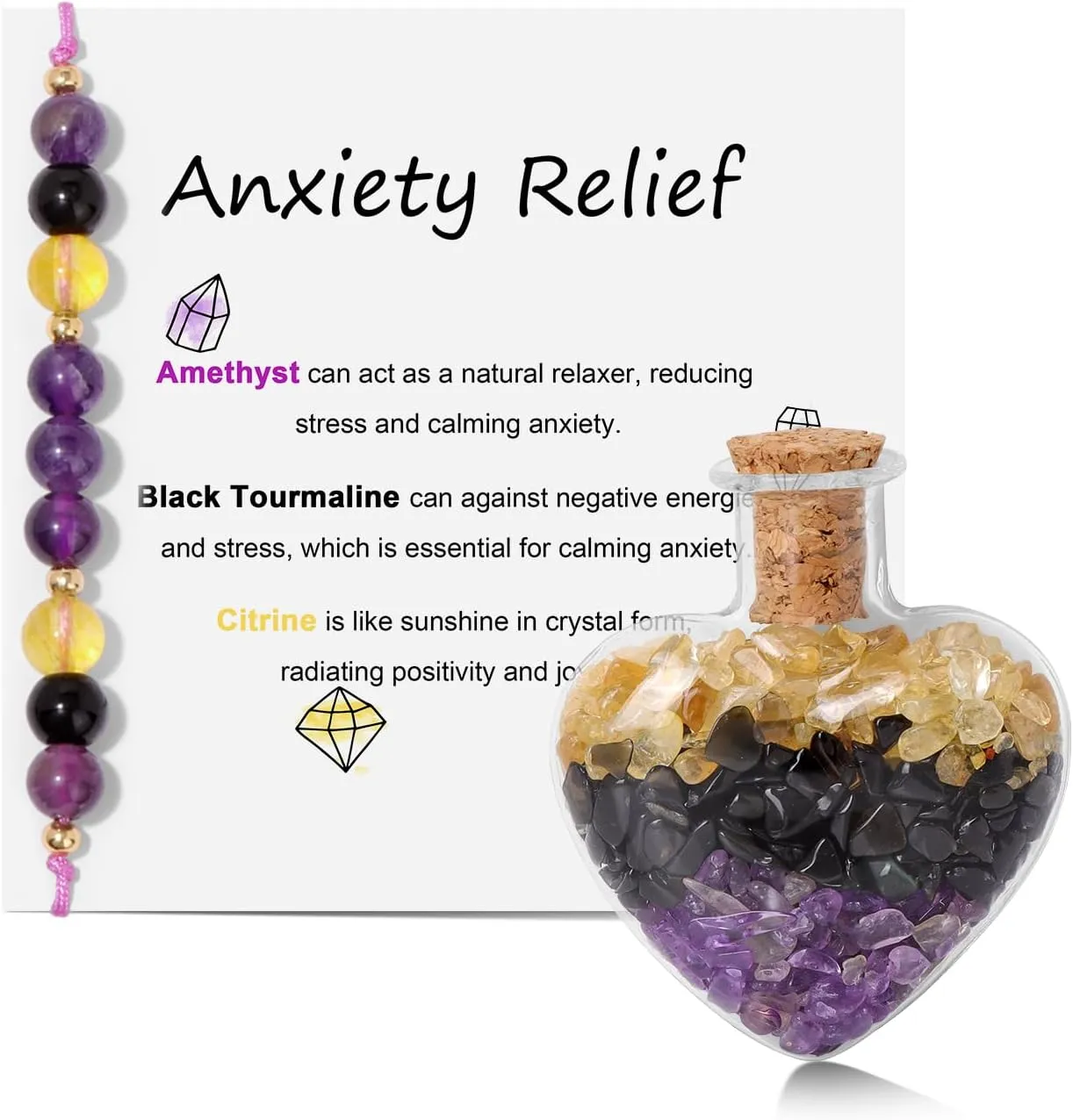 Raicegs Healing Gift Crystals Bracelet for Women Natural Stone Beads Bracelet Anxiety Sleep Pregnancy Wish Bottle Spiritual Jewelry for Women