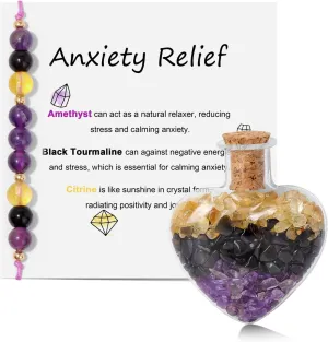 Raicegs Healing Gift Crystals Bracelet for Women Natural Stone Beads Bracelet Anxiety Sleep Pregnancy Wish Bottle Spiritual Jewelry for Women