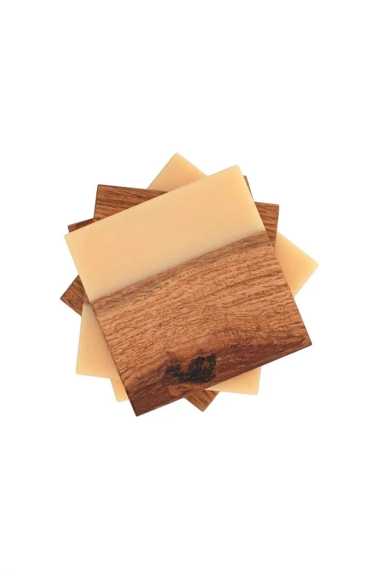 Red Oak and Tangerine Epoxy Coaster Set