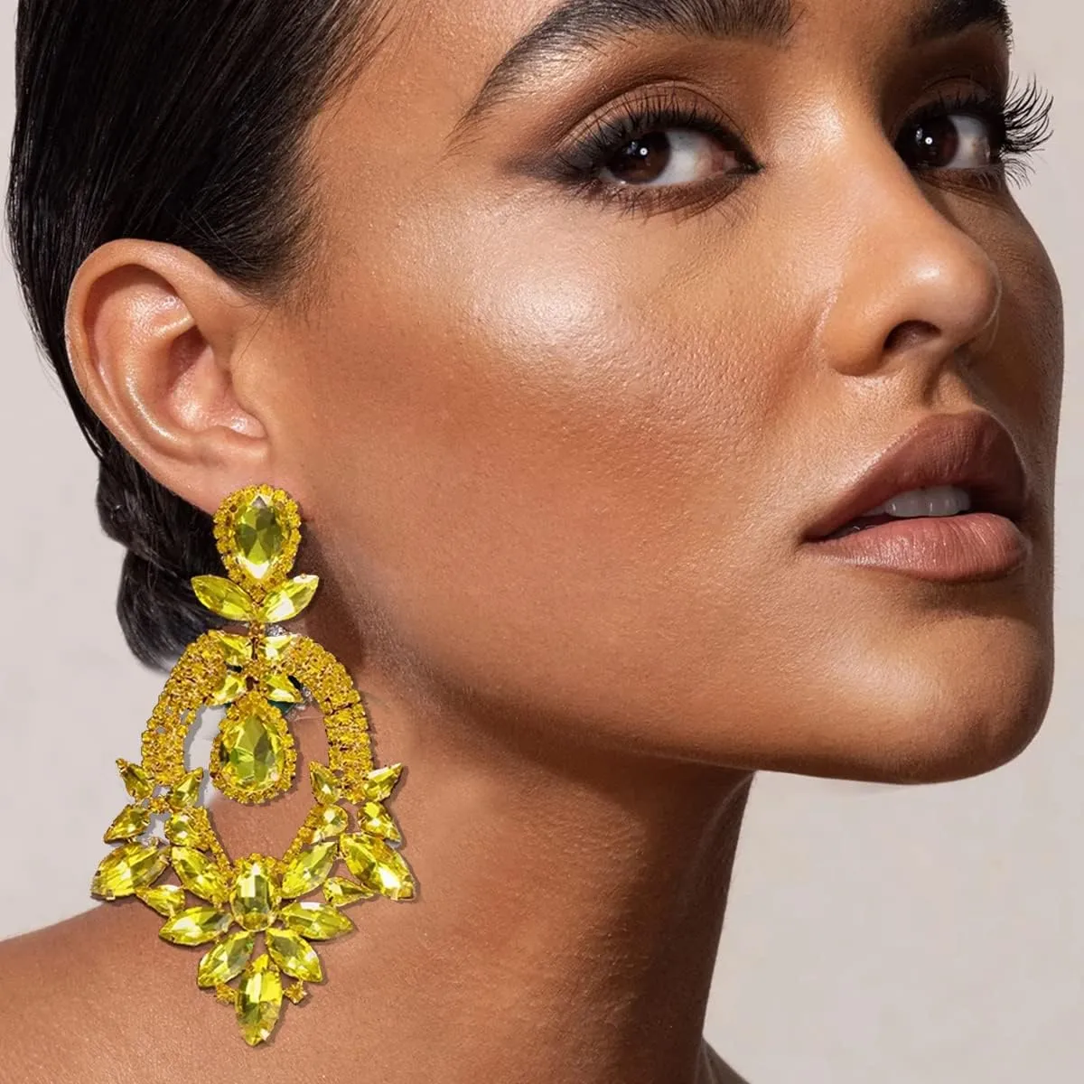 Rhinestone Black Dangle Earrings for women Crystal Geometric Drop Statement Earrings Costume Jewelry