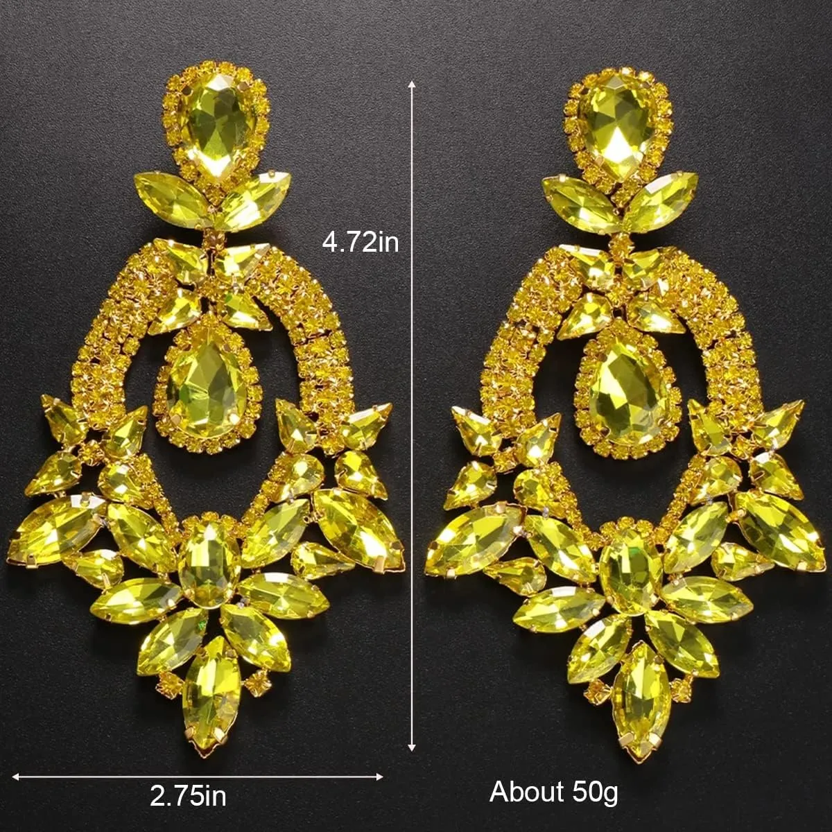 Rhinestone Black Dangle Earrings for women Crystal Geometric Drop Statement Earrings Costume Jewelry