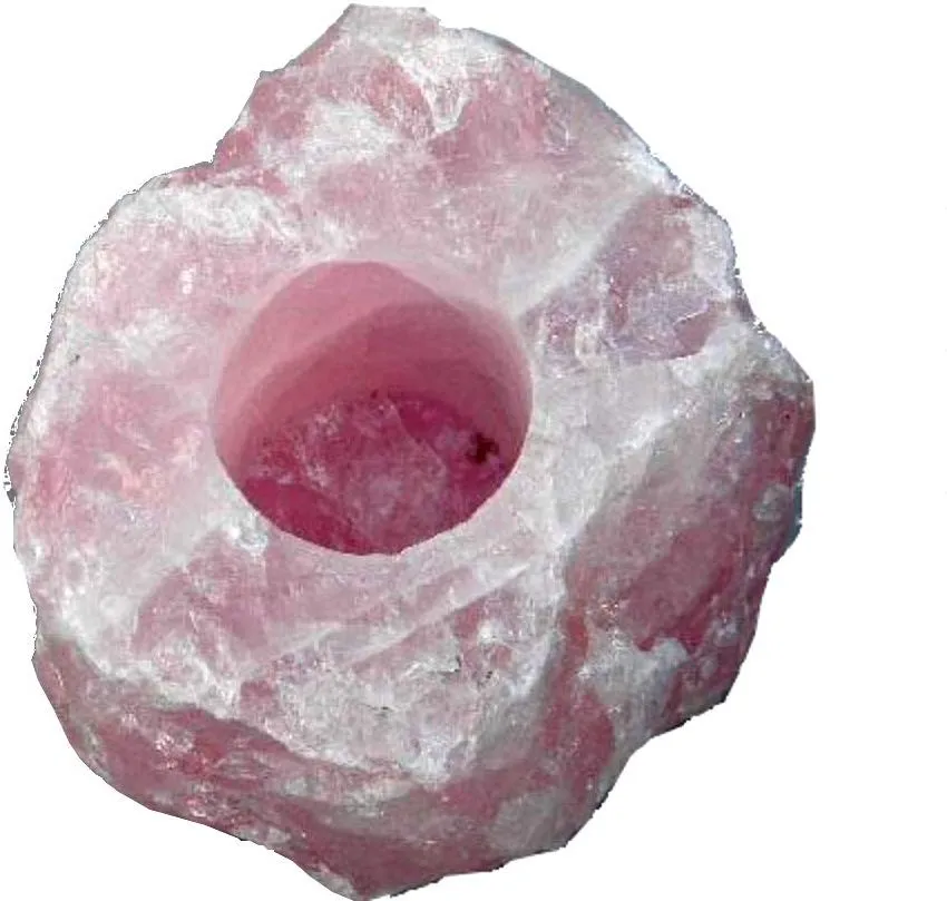 Rose Quartz Pink Crystal Candle Holder - Great Mineral Gift!