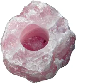 Rose Quartz Pink Crystal Candle Holder - Great Mineral Gift!