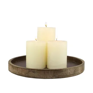 Rustic Natural Wood Candle Holder Tray