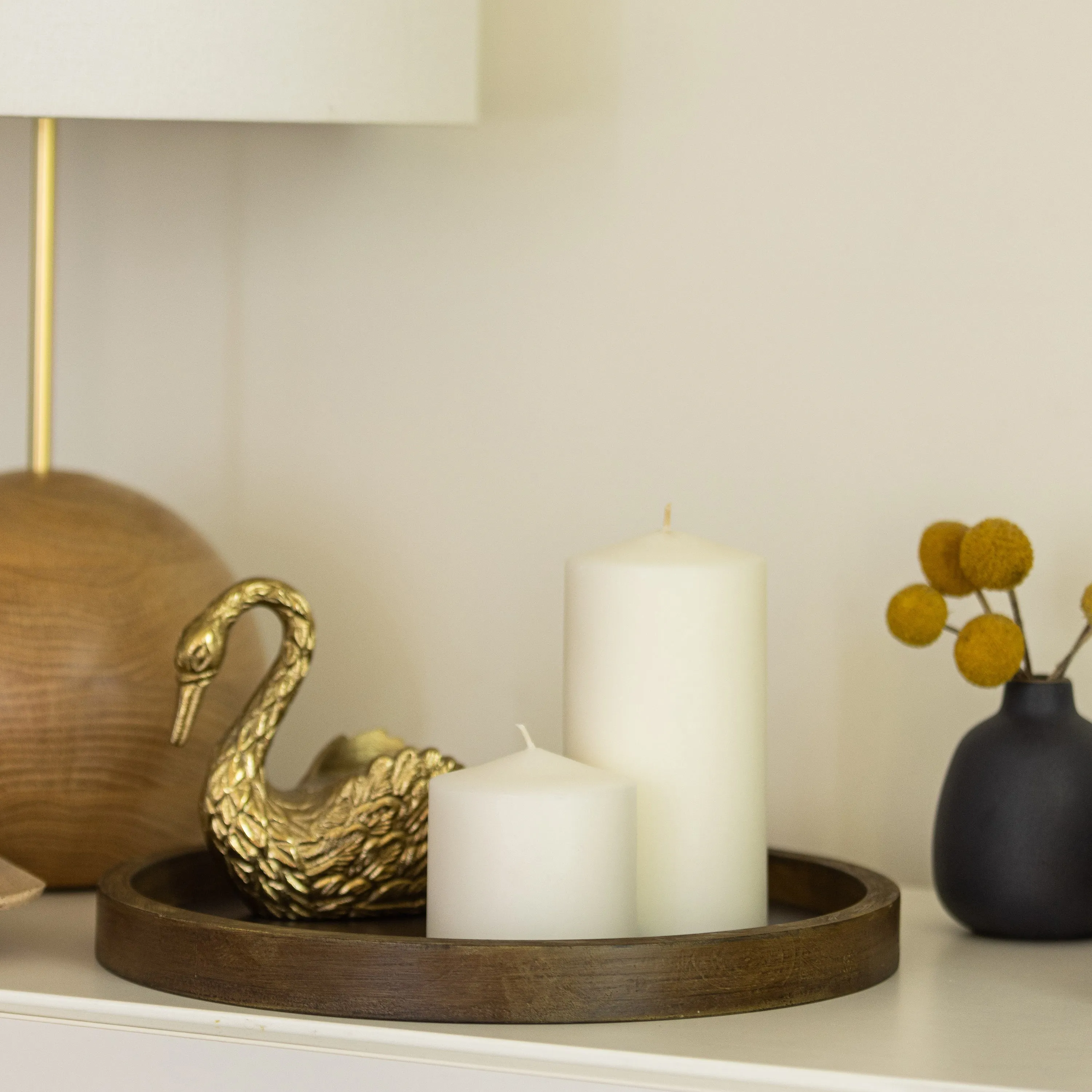 Rustic Natural Wood Candle Holder Tray