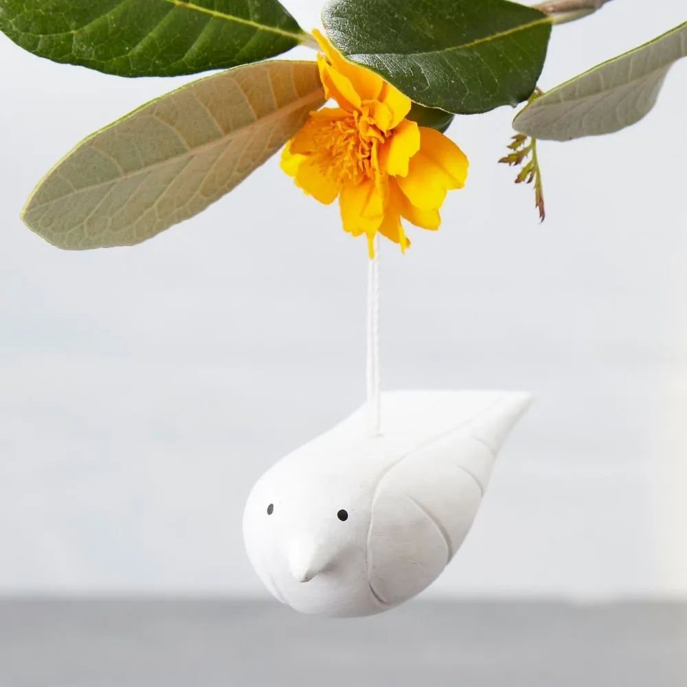 Rwanda Hand Carved Hanging Wood Bird Ornament Set