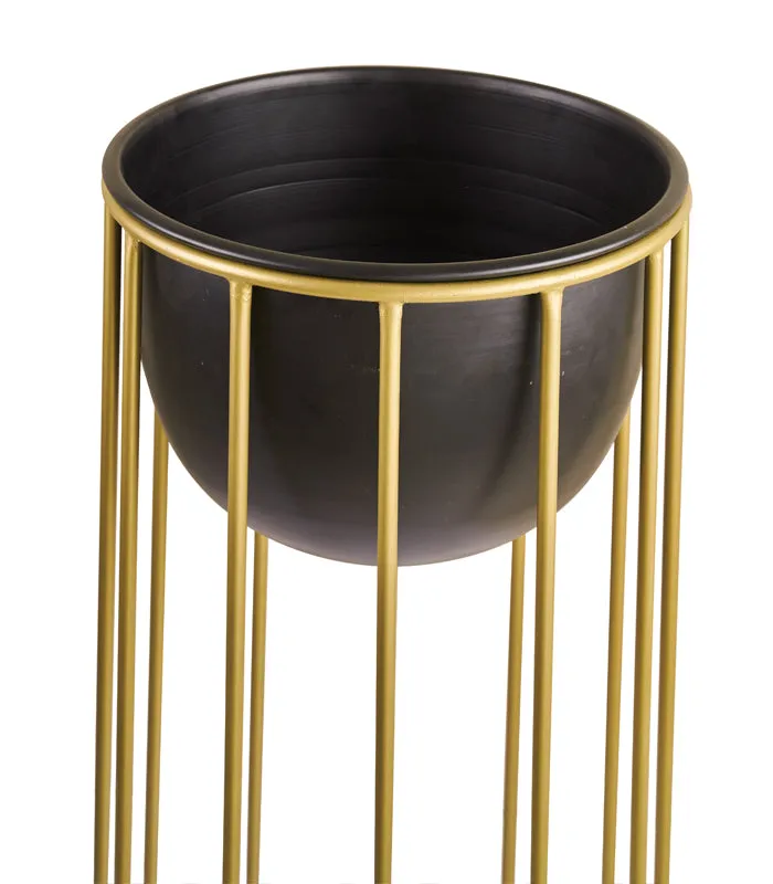 Satin Slope Black Planter Set