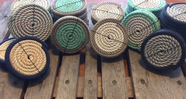 Set of 4 Coasters / Double Trimmed Two Color