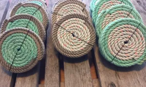 Set of 4 Coasters / Double Trimmed Two Color
