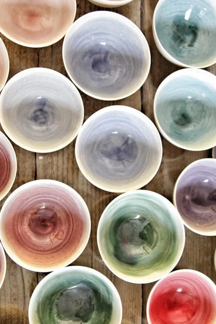 Small Grape Purple Ceramic Bowl with White Edge, 8cm