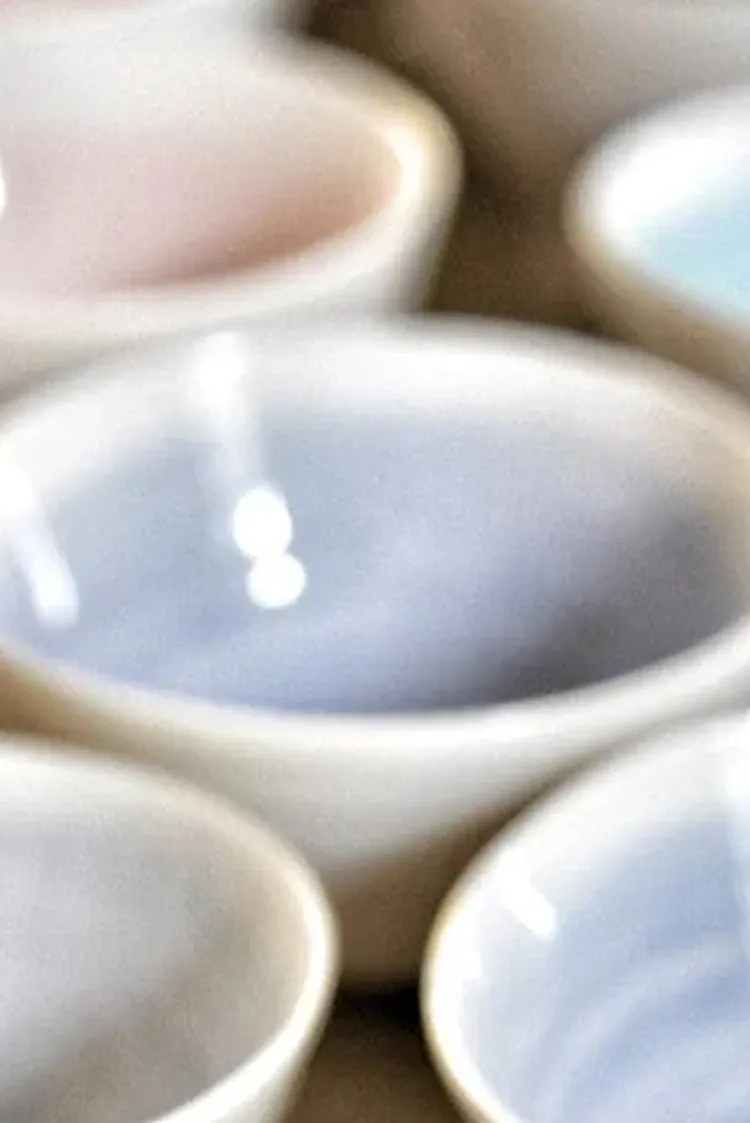 Small Grape Purple Ceramic Bowl with White Edge, 8cm