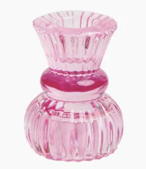 Small Pink Glass Candle Holder