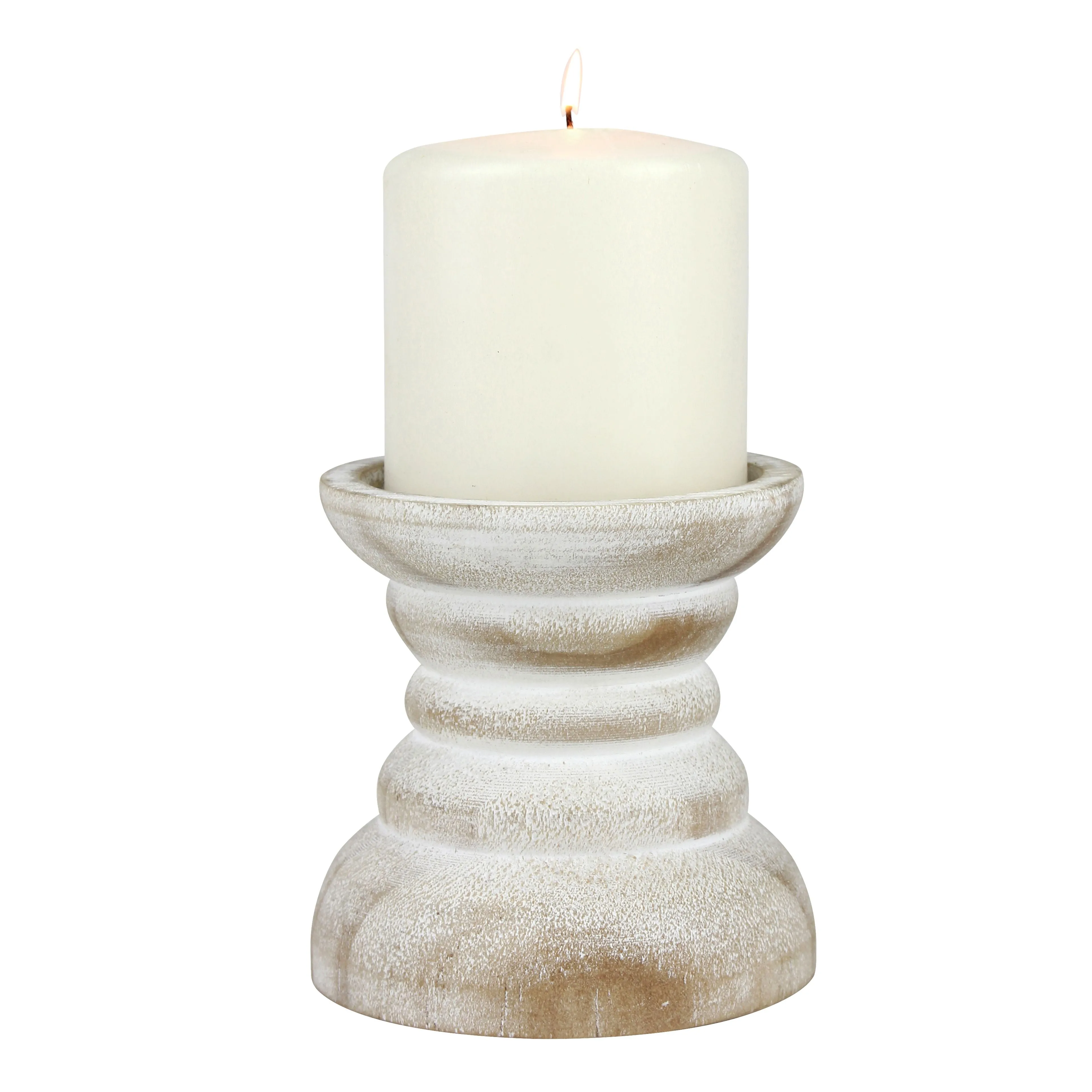 Small White Beach House Pillar Candle Holder (WS)