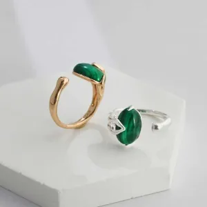 Snake Eyes Malachite Ring Womens -925 Sterling Silver