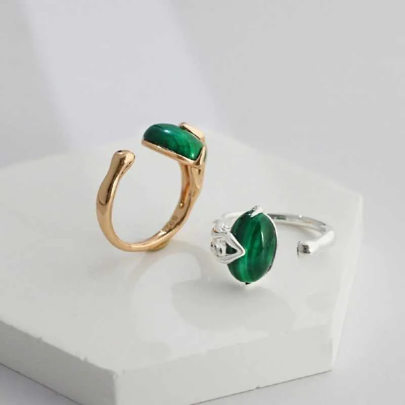 Snake Eyes Malachite Ring Womens -925 Sterling Silver