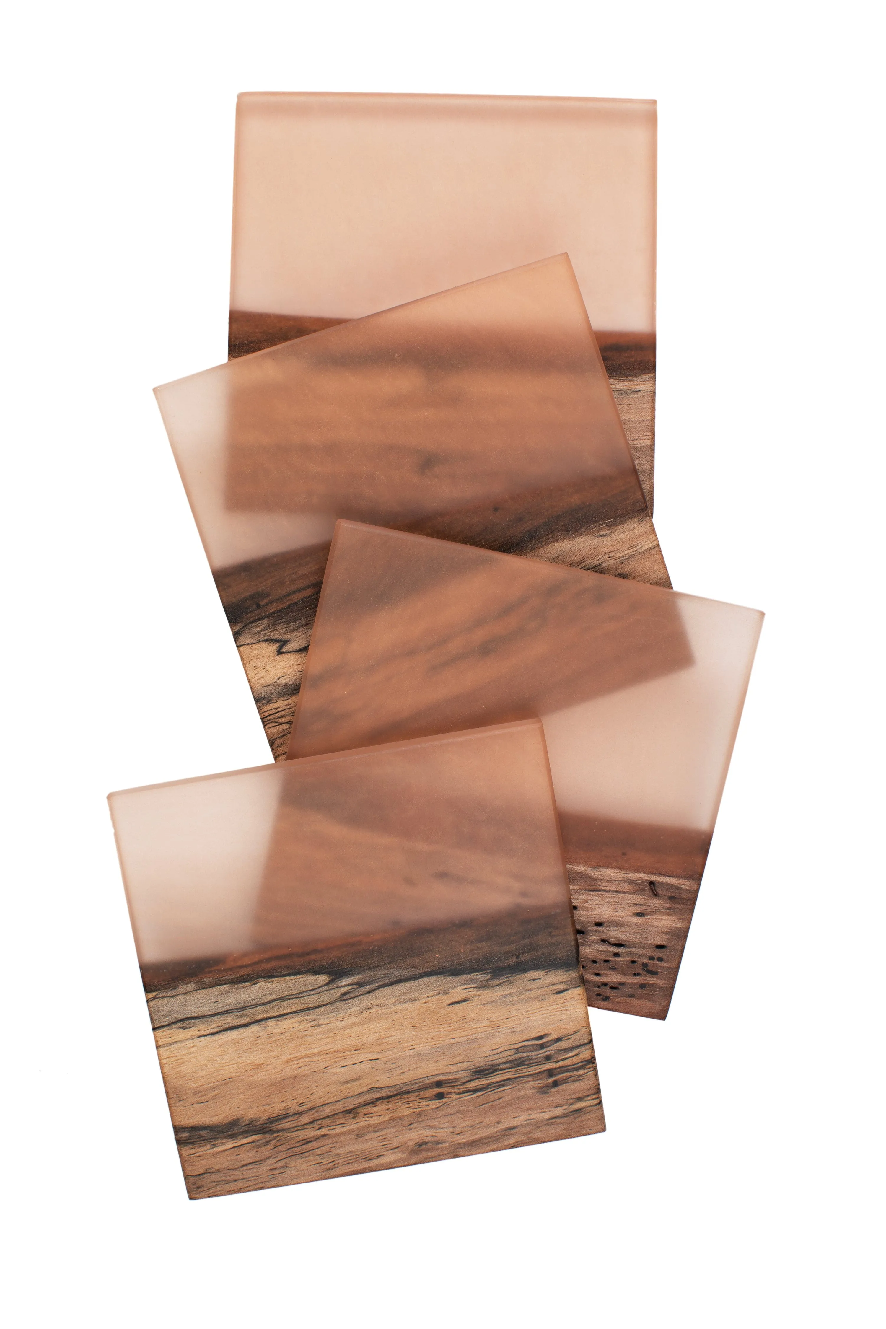 Spalted Maple and Coral Epoxy Coaster Set