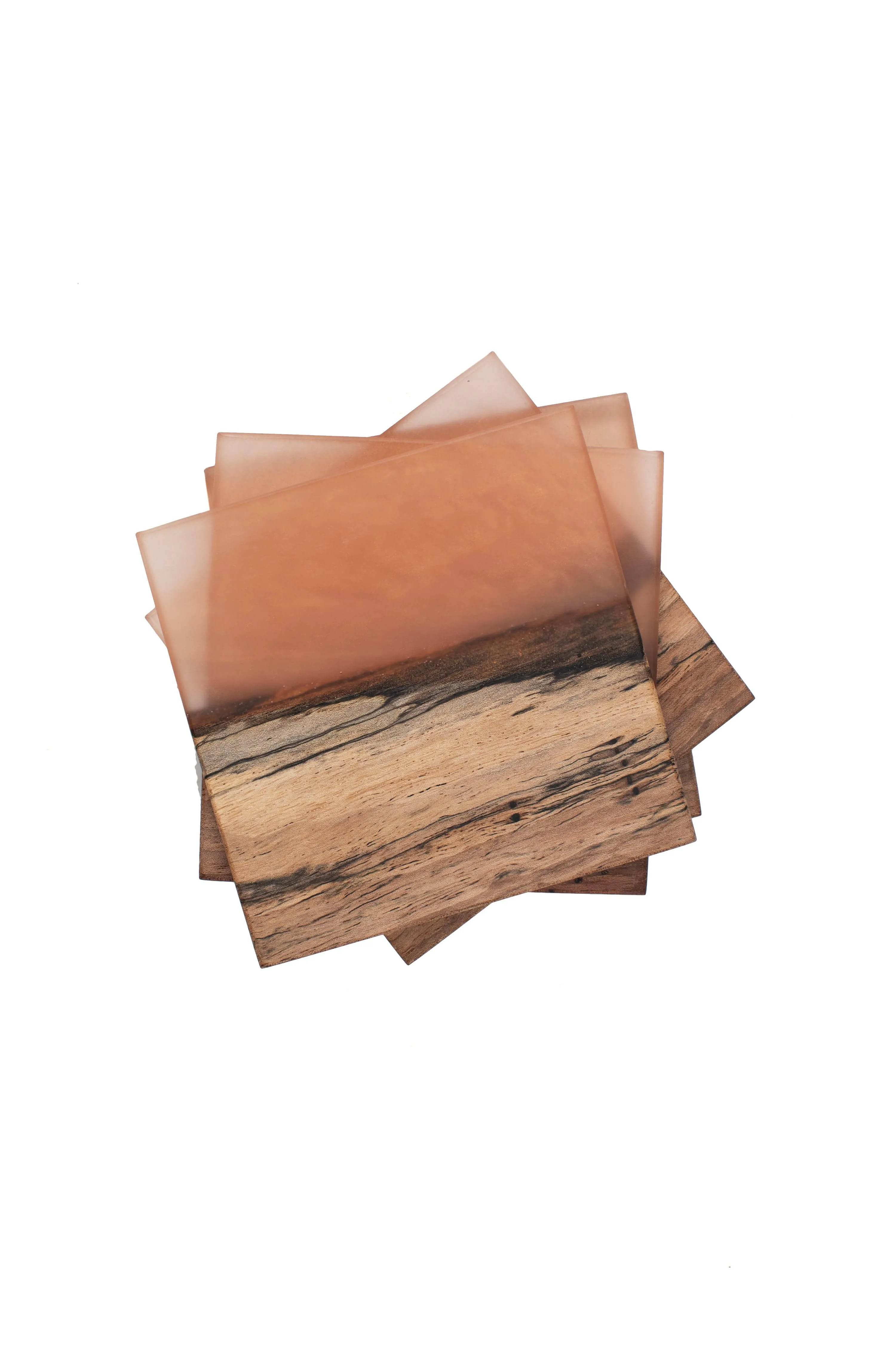 Spalted Maple and Coral Epoxy Coaster Set