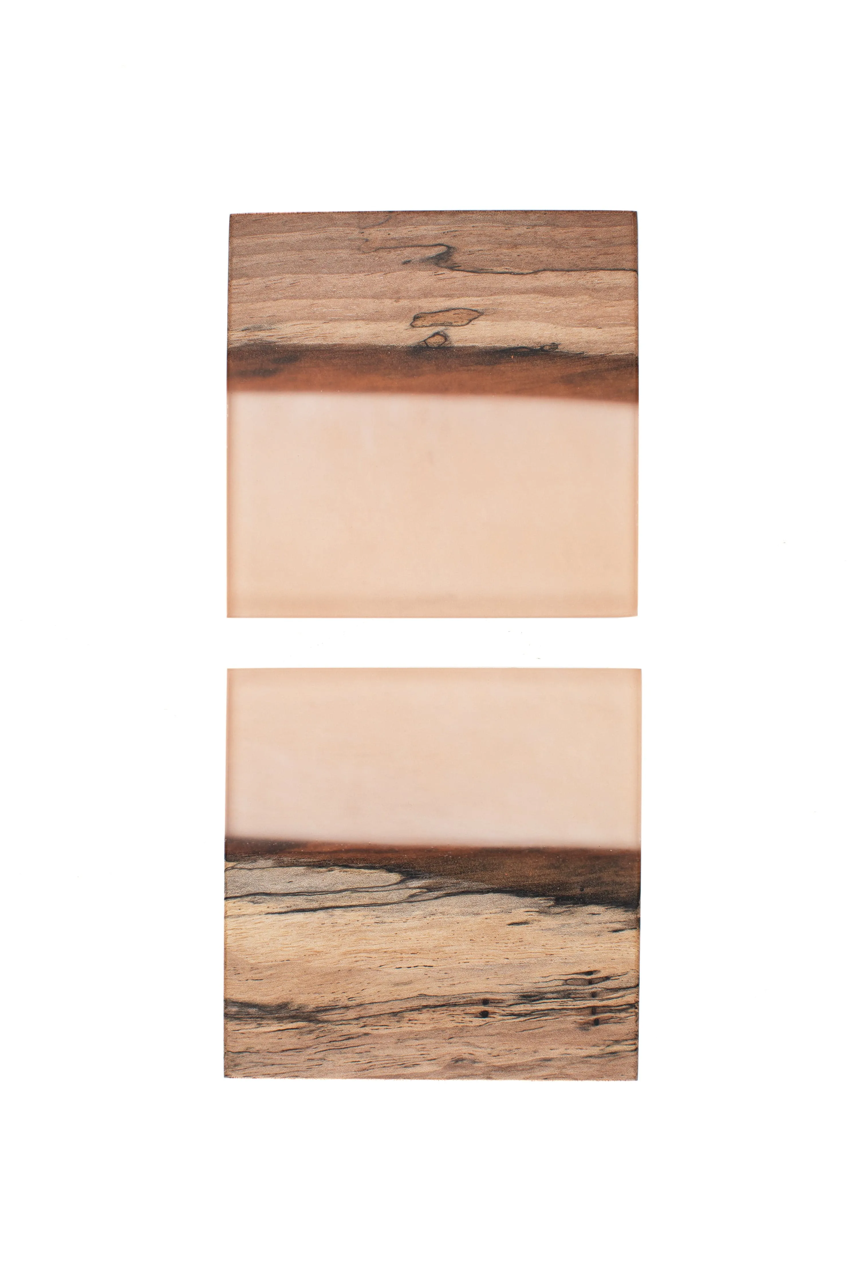 Spalted Maple and Coral Epoxy Coaster Set