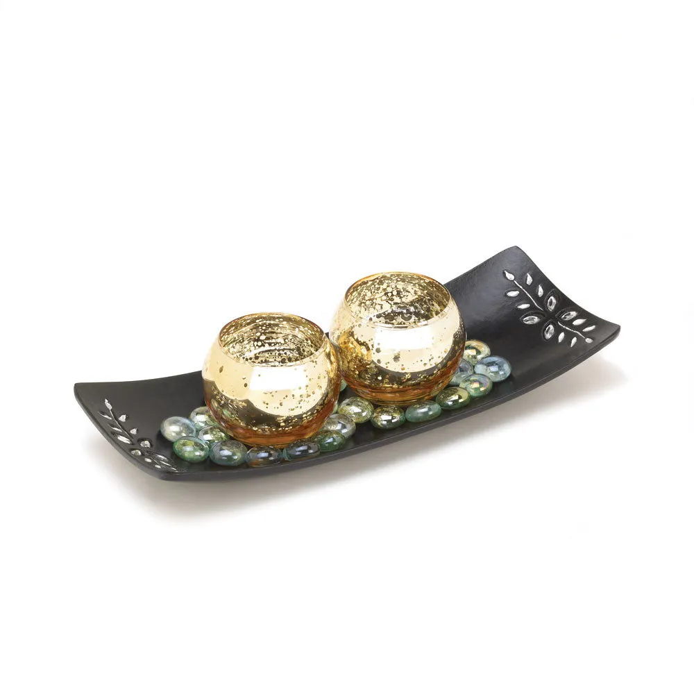 Speckled Mercury Glass Candle Holders
