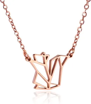 Squirrel Necklace Geometric Origami jewelry Lovely Cute Necklace Women 16.5" 1.5" Extender