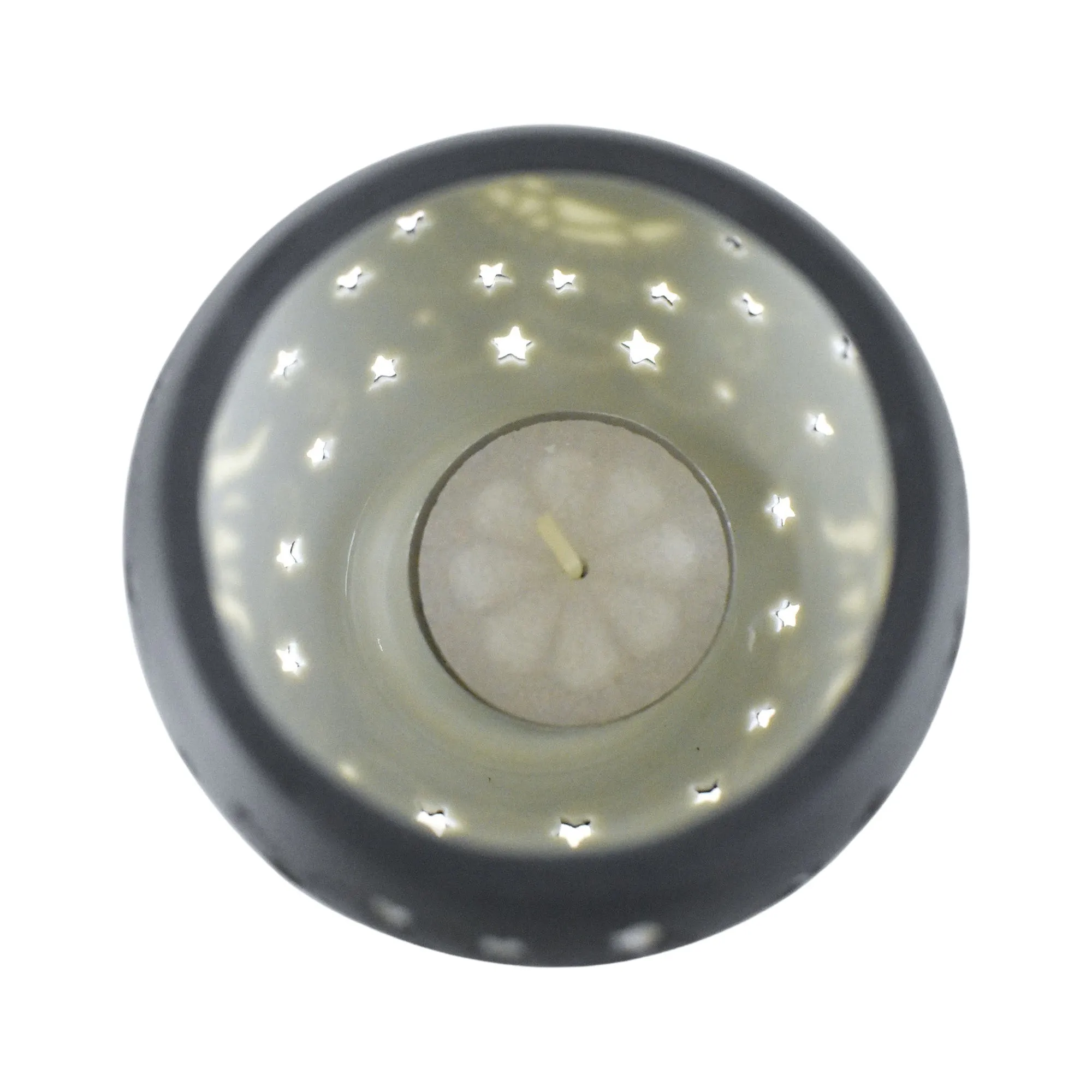 Sun and Moon Vase Tea Light Candle Holder, 3-Inch - Grey
