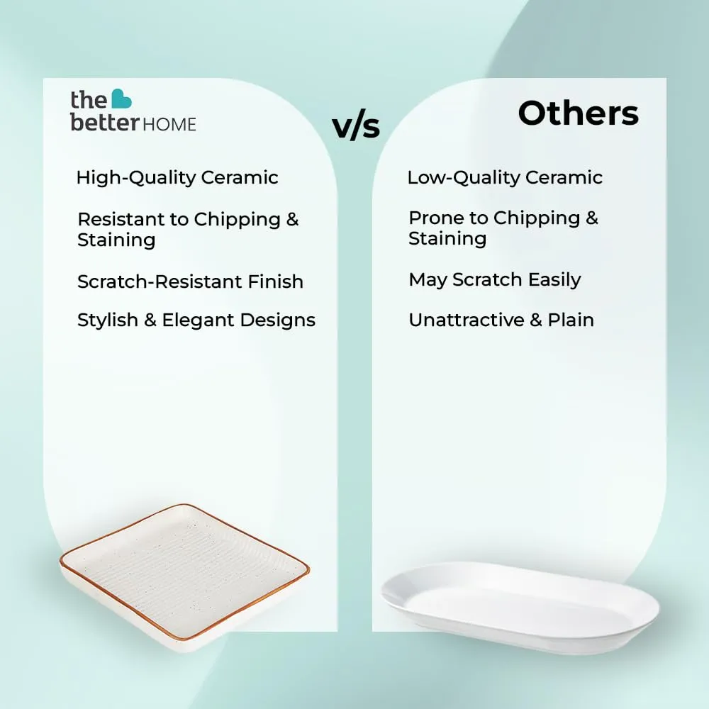 The Better Home Divine Dining (3Pcs) Ceramic Serving Tray | Tray Set for Serving | Dry Fruits Serving Tray | Snacks Serving Tray Set | Ceramic Dinner Plates for Serving Appetizers, Salads, Desserts