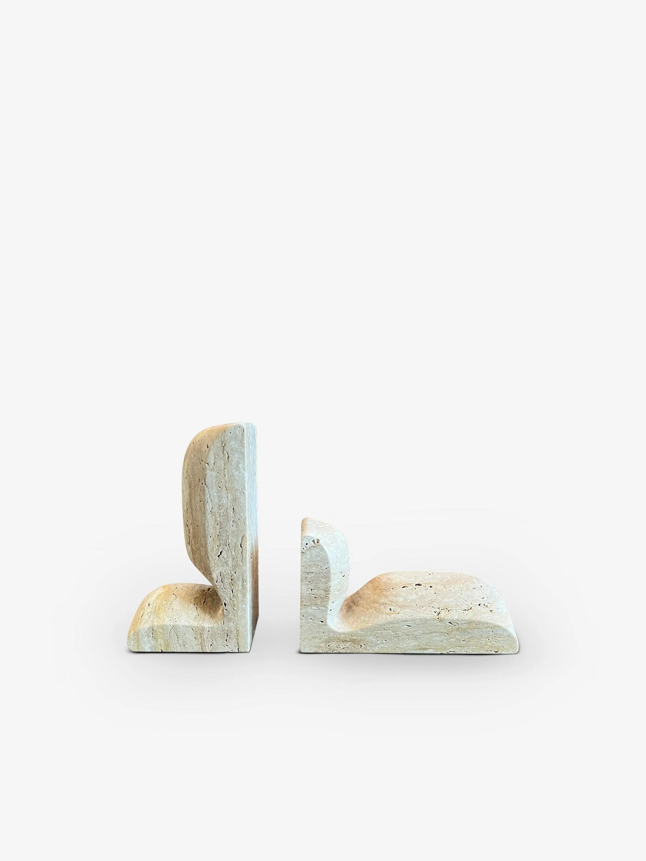 Travertine Marble SLO Bookends by Christophe Delcourt for Collection Particulaire